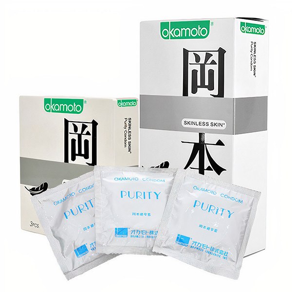 Bao cao su Okamoto Skinless Skin Purity không mùi tinh khiết - 10c