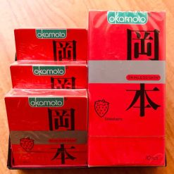 Bao cao su Okamoto Strawberry hương Dâu tây ngọt ngào 12c