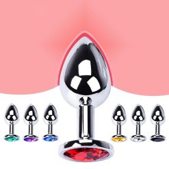 Phích cắm hậu môn Inox đế pha lê (Size S, M, L)