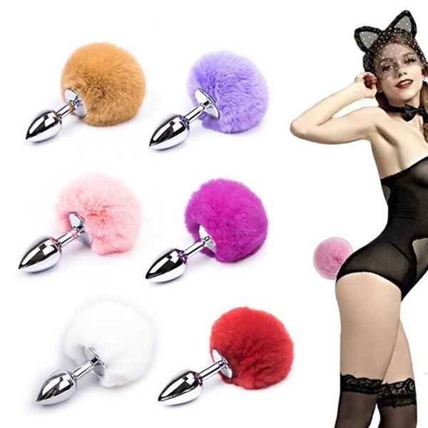 Phích cắm hậu môn inox cosplay đuôi thỏ (nhiều màu)
